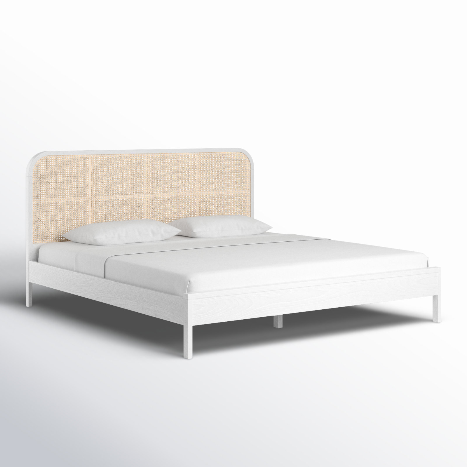 Cane Bed, King, White