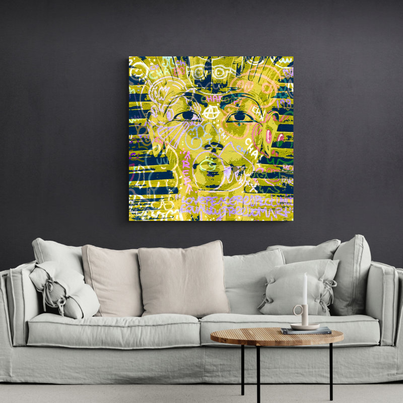 «Tut» par Stephen Chambers - peinture sur toile tendue, H 26 po x l 26 po x P 1,5 po