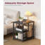 Table de bout noire 21 po avec table de chevet industrielle à 3 niveaux avec tablette de rangement pour petits espaces, chambre à coucher, salon