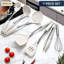 Ensemble d'ustensiles de cuisine en silicone blanc - Non toxique, résistant à la chaleur et sans BPA. Comprend une spatule, une cuillère, un fouet et une pince. Antiadhésif et compatible lave-vaisselle.-136266981