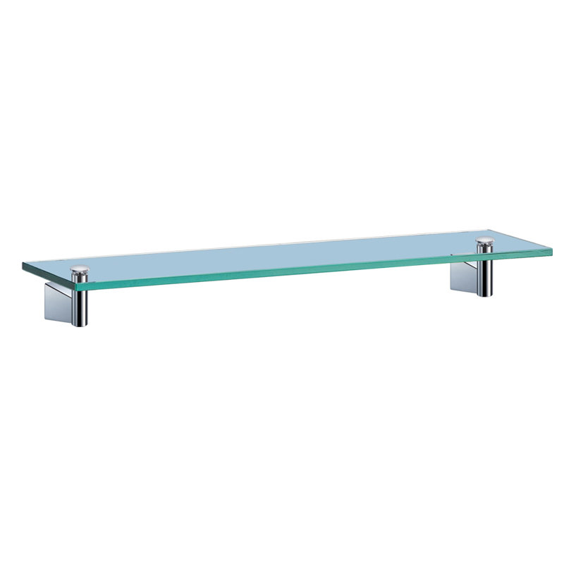 Bleu Wall Mount Rectangle Tempered Glass Shelf | Floating Shelf, Chrome