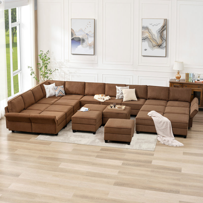 Canapé modulaire 25 pièces Edrynge, Velours brun