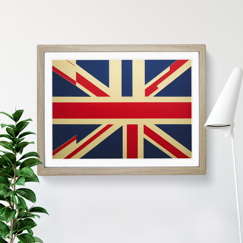 Modern Union Jack Flag Vol.2 - Framed Print, 46cm H x 64cm W x 2cm D, Oak Framed