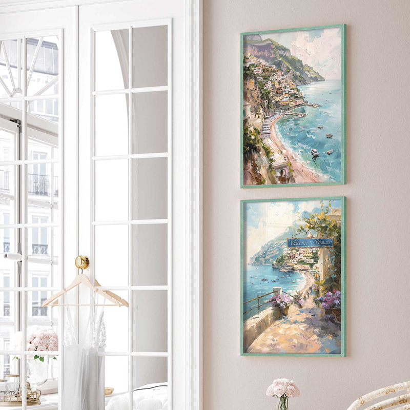 «Coastal Charm Paradise», ensemble de 2 pièces encadrées sur papier par Azure Artisanal Studio, Citronnelle