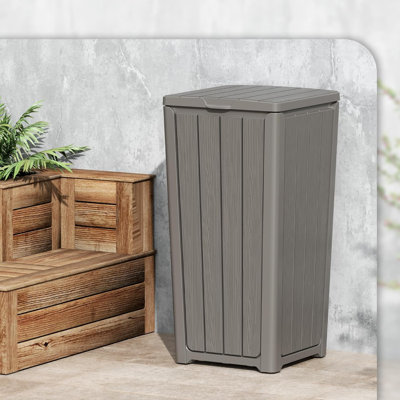 Poubelle d'extérieur en résine avec couvercle - 15,16 pouces pour patio, jardin ou terrasse