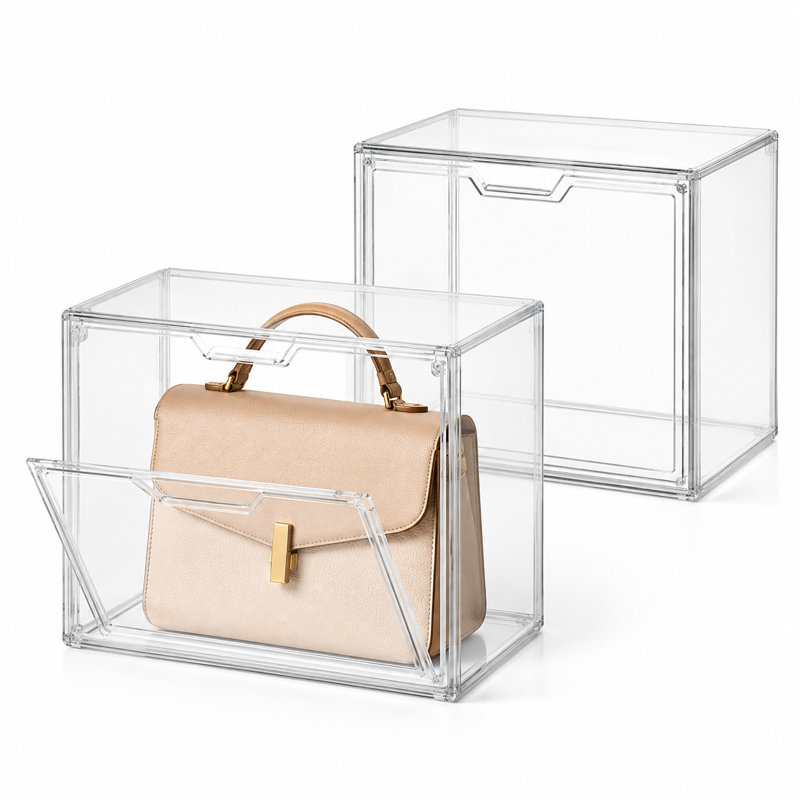 Ensemble de 2 boîtes de rangement pour porte-monnaie en acrylique transparent avec portes avant pour l'organisation de placard