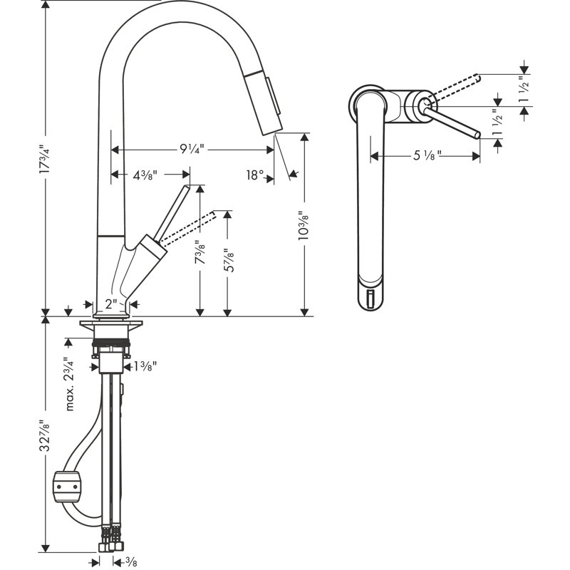 AXOR Starck Pull Down Single Handle Kitchen Faucet, Brushed Gold Optic