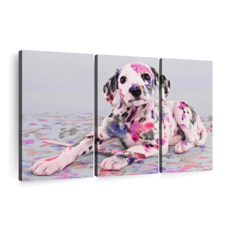 Naughty Dalmatian - Ensemble de 3 toiles tendues, H 42 po x l 65 po x P 1,25 po
