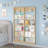 Wall-Mounted Floating Bookcase – 5-Tier Adjustable Shelf with Metal Guards & Hooks, Stackable Modular Design-107255619