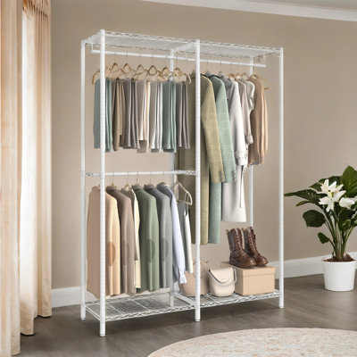 Freestanding Clothes Rack, Wardrobe Closet, Heavy-Duty Metal Clothing Racks