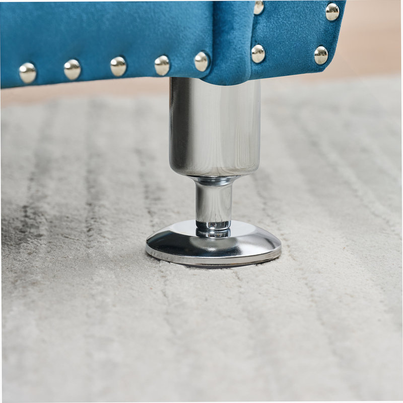 62.2 Inch Soft Velvet Storage Bench With Crystal Buttons And 1 Pillow, For Bedroom And Living Room,(Blue), Blue