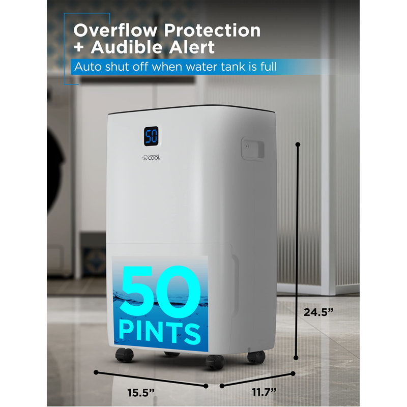 Commercial Cool 50 Pints Console Dehumidifier for Rooms up to 4500 Cubic Feet