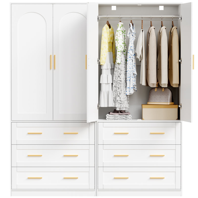 Armoire-penderie en bois avec 3 tiroirs