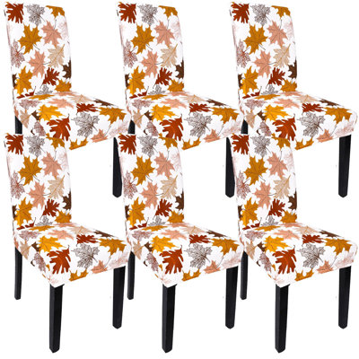 Housse de protection pour feuilles d'automne, housse de protection extensible et extensible pour chaise de salle à manger, ensemble de 6 (multicolore)