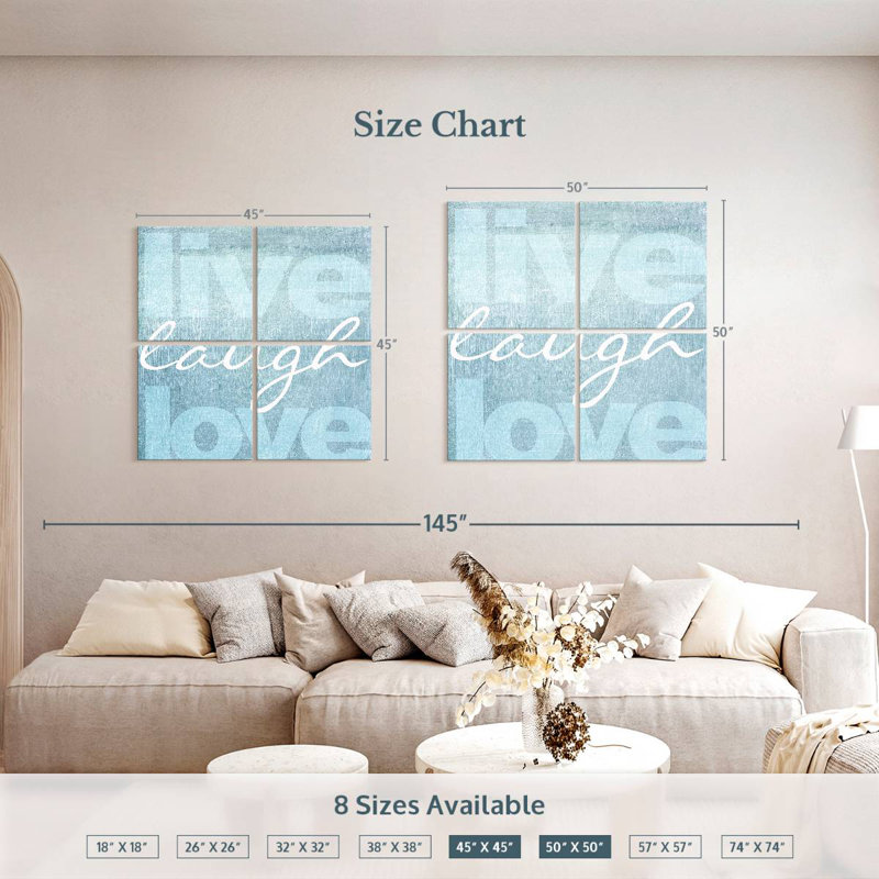 Tergel Live Laugh Love - bleu, H 45 po x l 45 po