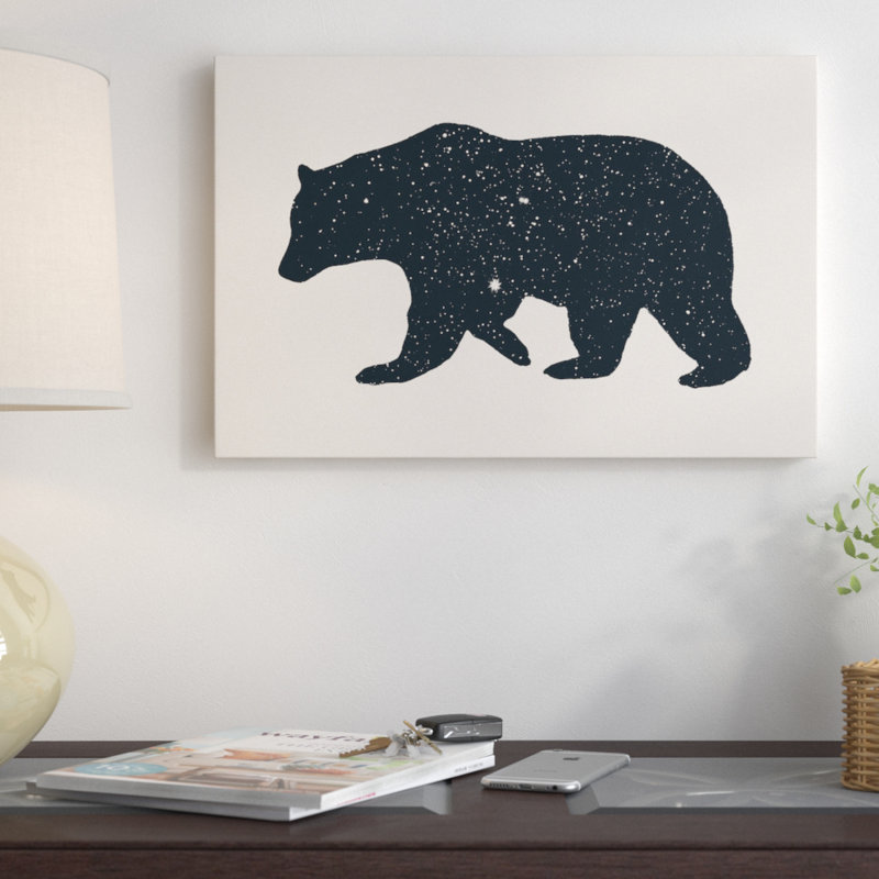 «Bear», impression sur toile tendue, H 16 po x l 24 po x P 1 po, Papier d'art encadré noir, Blanc