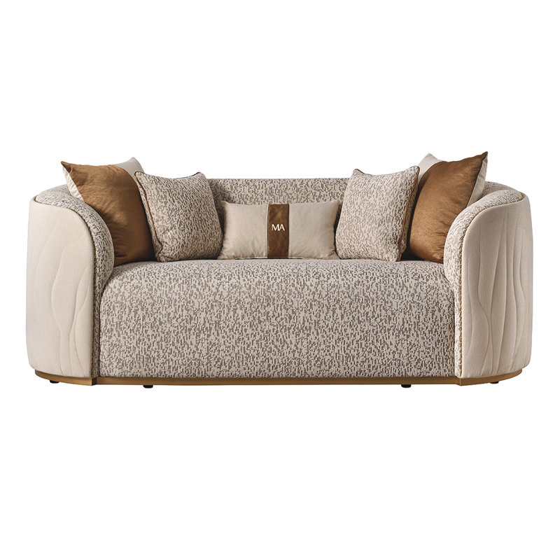 Gineverra Loveseat - Biscotti/Ivory Gold