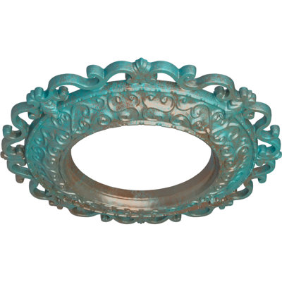 Endurathane Orrington Ceiling Medallion, 13 1/4"OD x 6 5/8"ID x 1 1/8"P (Fits Canopies up to 6 5/8"), Hand-Painted Copper Green Patina Finish