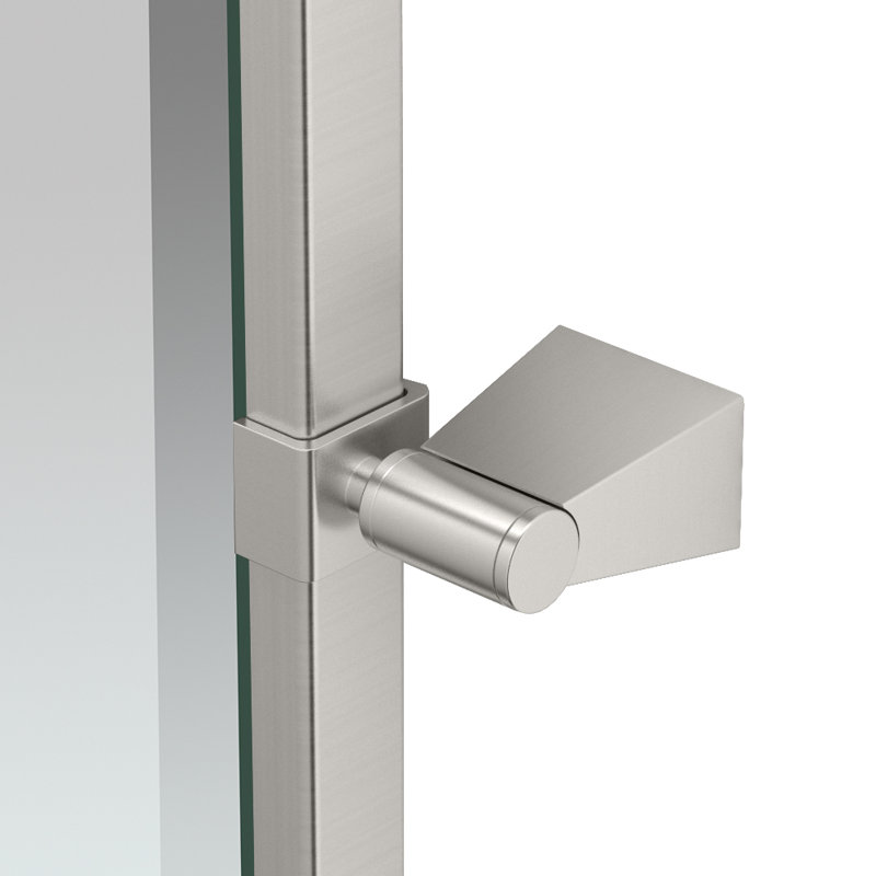Miroir mural bleu avec cadre rectangulaire | Miroir de coiffeuse pivotant, Nickel satiné, H 32,5 po x l 27,5 po