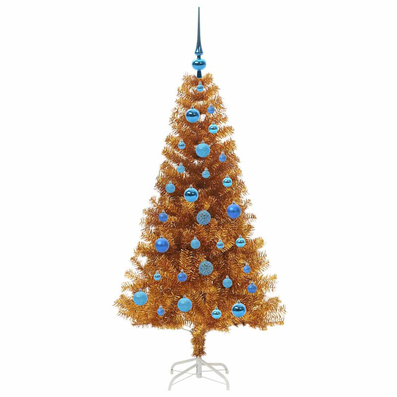vidaXL Christmas Tree with 300 LEDs with Stand Gold PET, 4.92 ft