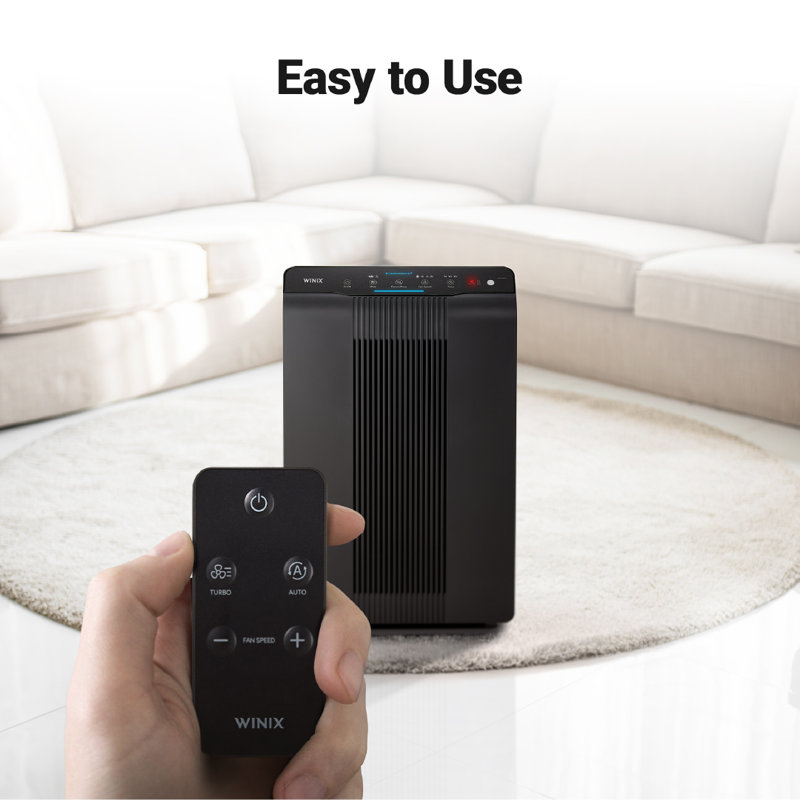 Charcoal Gray Tower Air Purifier with HEPA and Carbon Filters