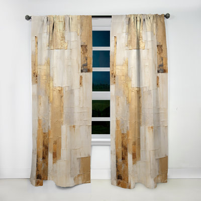 Dant Beige And Gold Dream Collage I - Modern Velvet Curtain - Room Darkening - 1 panel