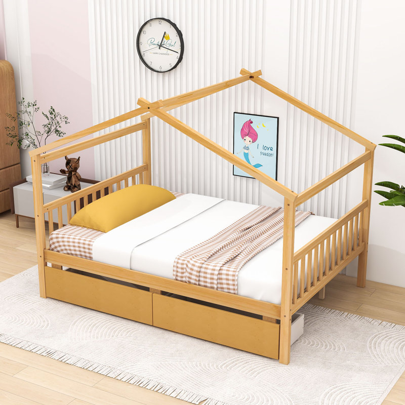 Lits 2 tiroirs Dailene par Gracie Oaks, Double, Naturel