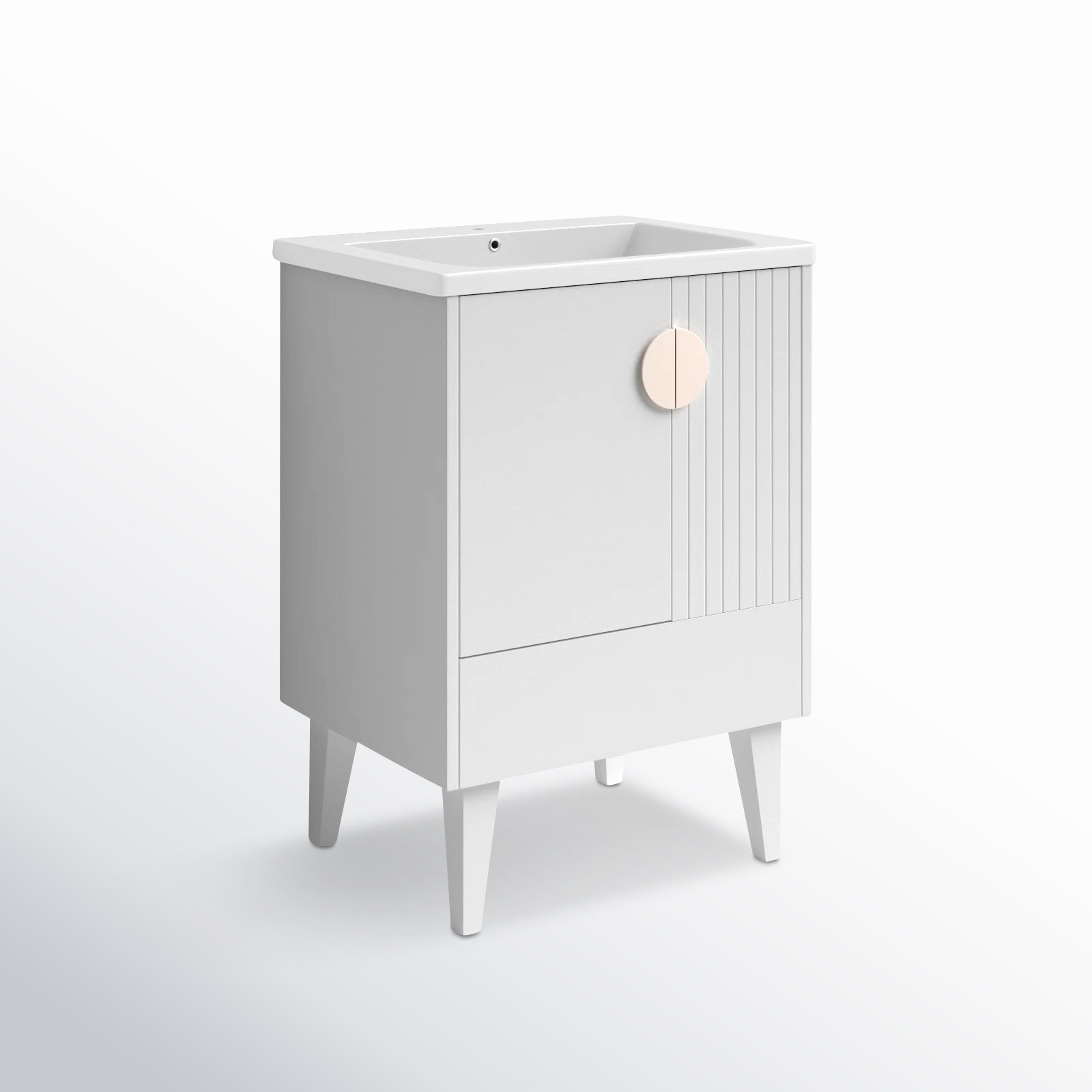 Saimah 24'' Single Bathroom Vanity, White Matte, Satin Nickel
