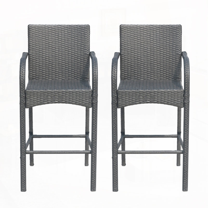 Tabourets de bar en osier d'extérieur, Gris