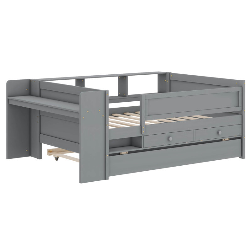 Twin Daybed With Drawers And Trundle, Gray