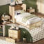 Lit escamotable simple en rotin avec tiroir de rangement, armoire peu encombrante pour enfants, adultes et invités, beige-1426220848