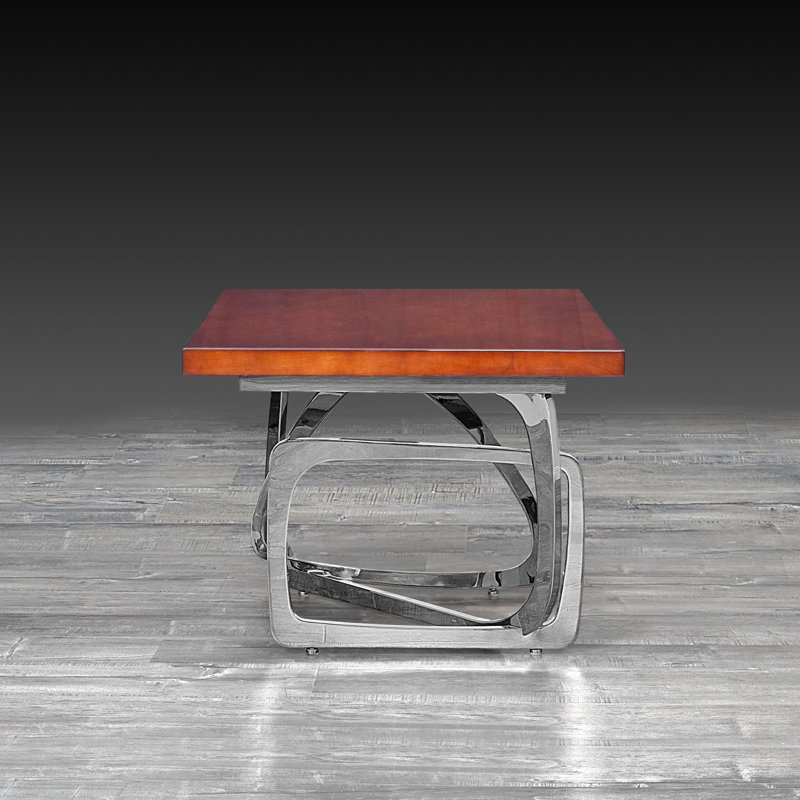 Table de bout en verre, Argent, Brun