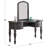 Bedroom Classic Vanity Set Wooden Carved Mirror Stool Drawers Antique Grey Finish-372766301