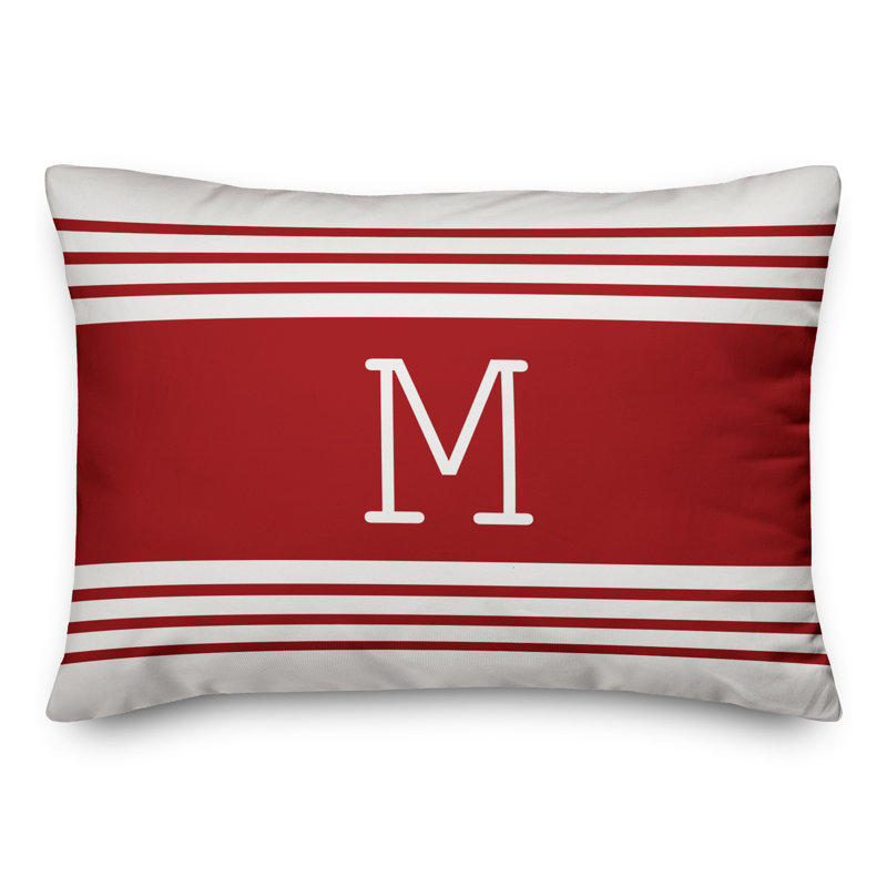 Striped Throw Pillow, M, Red