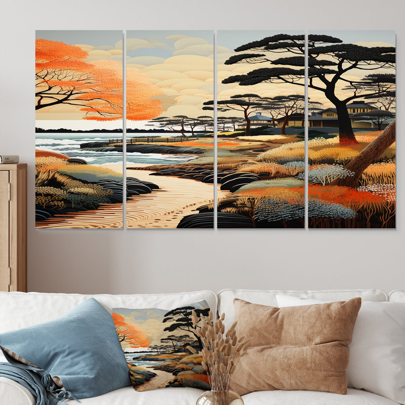 Santucci - Ensemble d'art mural de plage 4 pièces, H 28 po x l 48 po