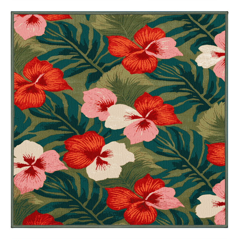  Tapis lavable Anthurium Hawaiian, Carré 5 pi