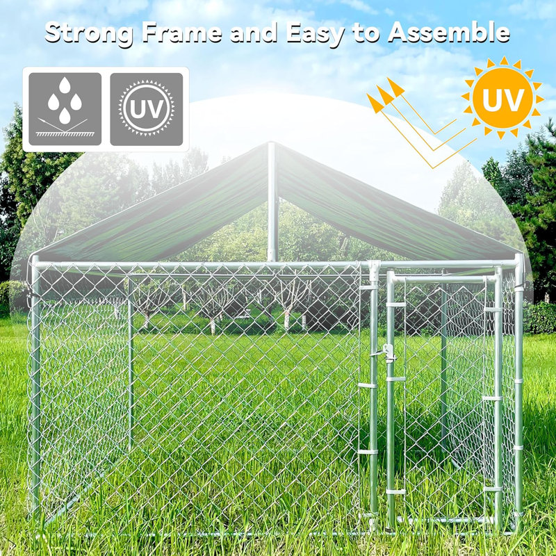 Panel Metal Yard Kennel With Door, 67.7" H