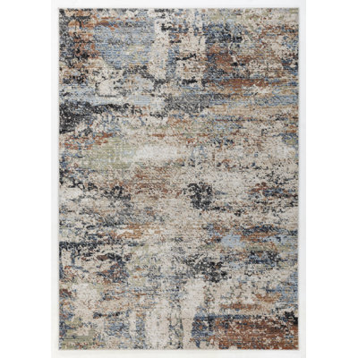 Belknap Collection Abstract Blue/Rust Area Rug