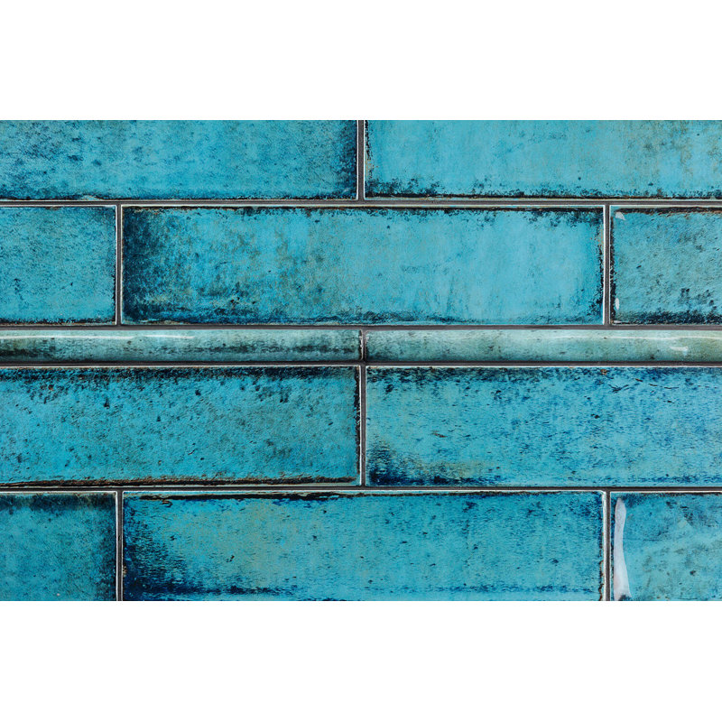 Chateau Blue Ceramic Pencil Liner Tile Trim 1x12