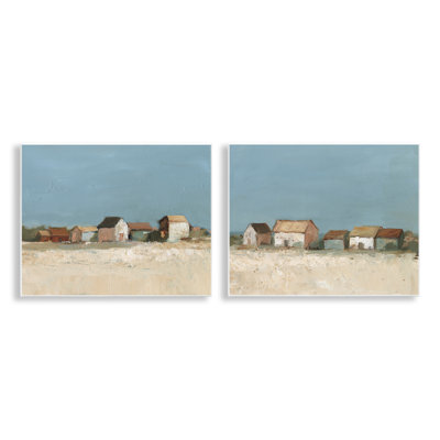  Country Houses in Distance Wall Plaque Art Set by Ethan Harper