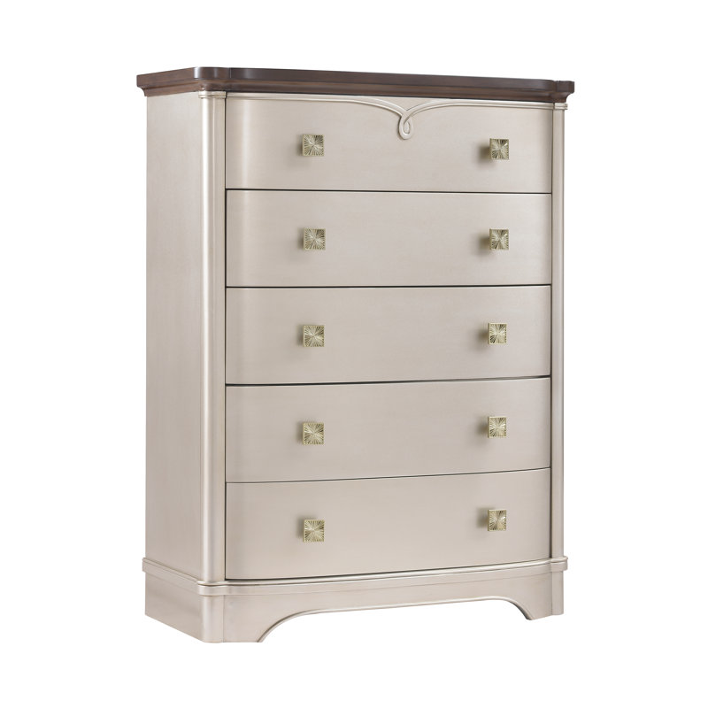 Rose Wingback 5-Piece Bedroom Set, King, 5 Pcs: Mirror, Bed, Dresser, Nightstand, Chest, King