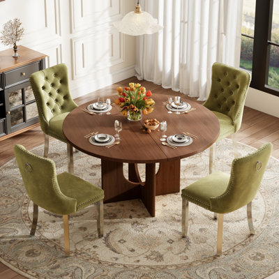 Ensemble de table de salle à manger ronde et transparente avec chaises capitonnées, ensemble de table de salle à manger moderne Mid-Century pour coin-repas de cuisine