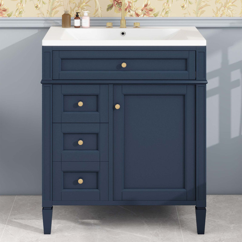 30'' Bathroom Vanity with Top Sink, Blue