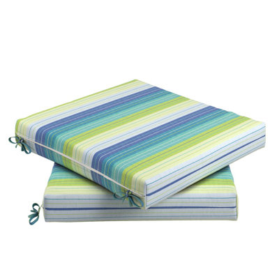 Chair Pad Cushion Set Of 2, 18" X 18" X 2.5", Premium Memory Foam Core With Waterfall Edge, Sunbrella, Patio Cushion For Outdoor Chairs