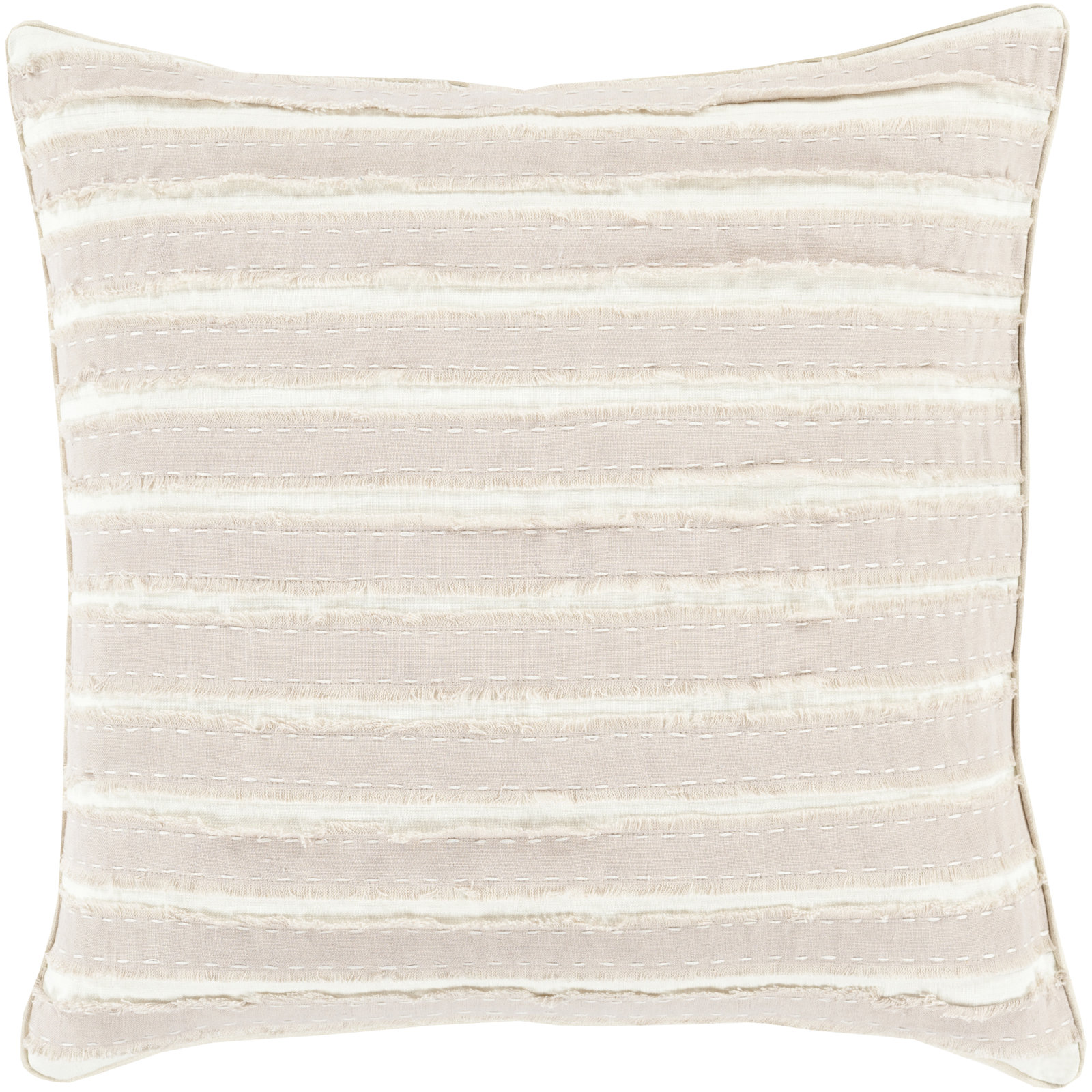 Lorena Striped Linen Throw Pillow, 18" H x 18" W x 4" D, Ivory, Polyester