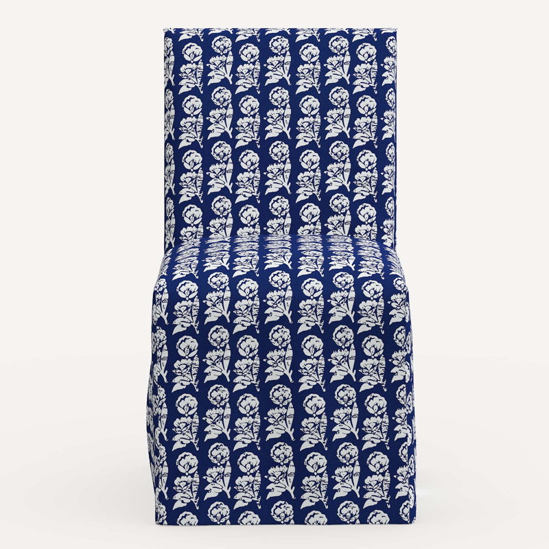 Sadia Slipcover Chair, Jr Mudetti Indigo Geometric Linen
