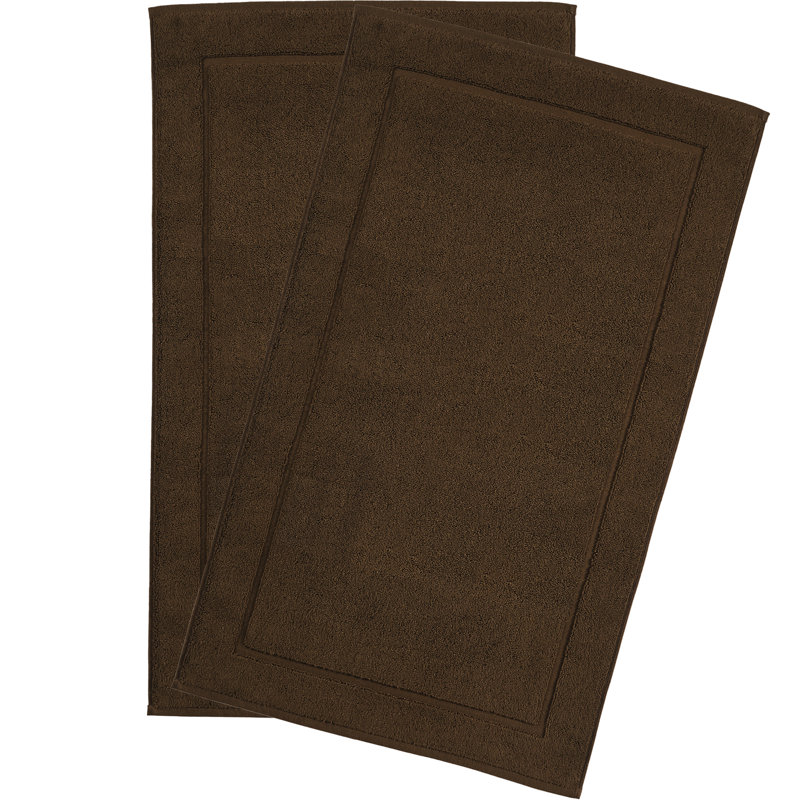 Hawmam Linen Bath Mats, 21 x 34 inches, Pack of 2 - 100% Ring Spun Cotton,[Not a Bathroom Rug] Banded Design, Highly Absorbent, Machine Washable for Bathroom Floor Towel