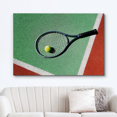 Sport " Tennis Racket & Ball On The Court "