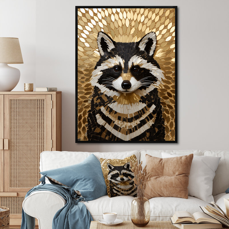 Art mural doré et noir, Cadre flottant noir, H 44 po x l 34 po x P 1,5 po