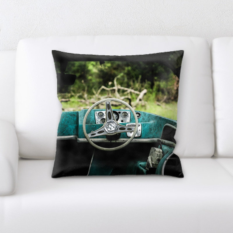 Steering Wheel Microsuede Reversible Throw Pillow